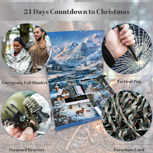 Advent Calendar for Teen Boys, 24 Day Christmas Countdown with Survival Tools & Gadgets