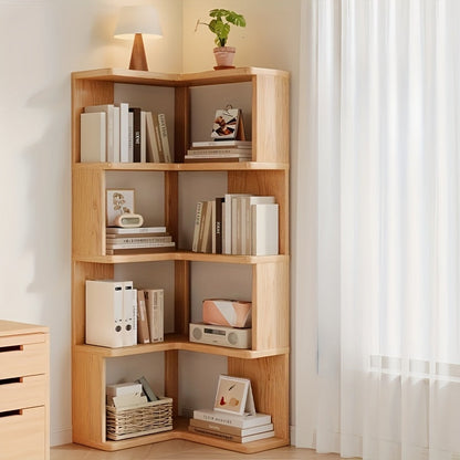 Corner Cabinet, Solid Wood Corner Storage Cabinet for Living Room & Bathroom