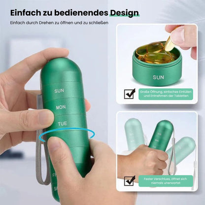 Aluminum Pill Box, 7 Compartments