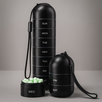 Aluminum Pill Box, 7 Compartments
