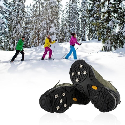 Ice Cleats for Shoes, Anti-Slip Stainless Steel Spikes with Stretch Rubber for Ice & Snow