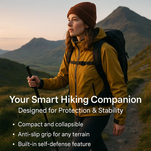 Automatic Telescopic Walking Stick, One Click Opening Alloy Steel Cane with Anti-Slip Grip for Hiking
