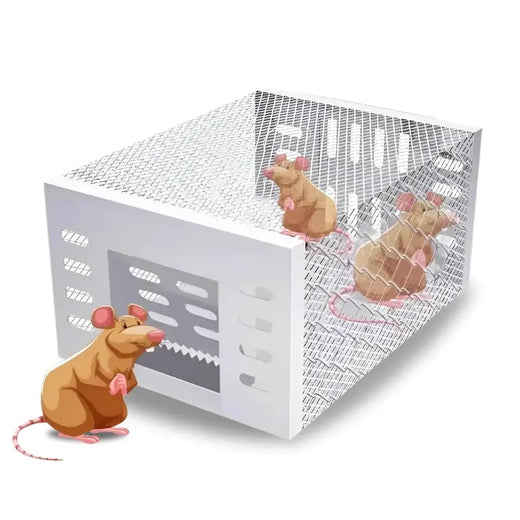 Automatic Mouse Trap, Large Galvanized Steel Live Trap with One Way Door for Mice, Reusable & No Touch