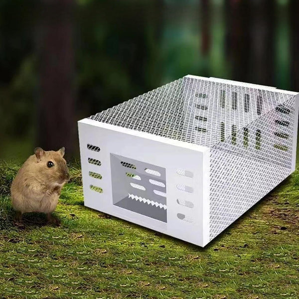 Automatic Mouse Trap, Large Galvanized Steel Live Trap with One Way Door for Mice, Reusable & No Touch
