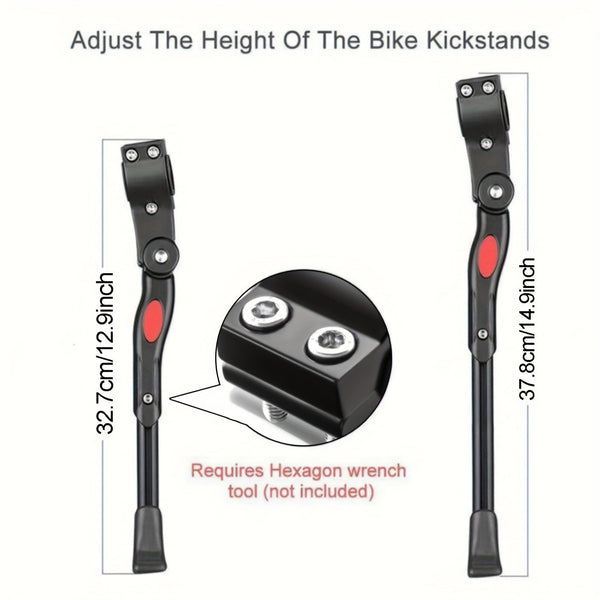 Bike Kickstand, Adjustable Height Bicycle Stand for Different Bike Sizes, Easy to Install