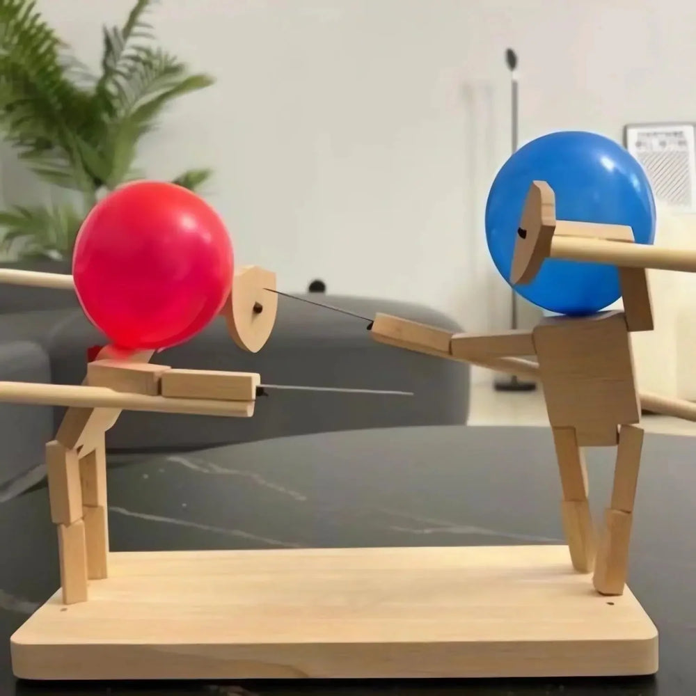 Bamboo Balloon Duel Game, 2 Player Wooden Skill Game with 100 Balloons for Family & Parties