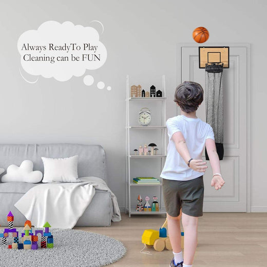 Basketball Laundry Hamper, Hanging Hoop Storage Organizer with Long Net for Kids Rooms