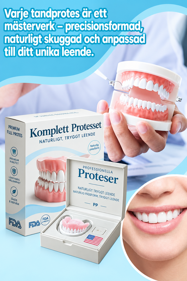 Boil and Bite Denture Kit, At Home Moldable Upper & Lower Cosmetic Dentures