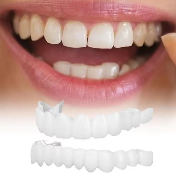 Boil and Bite Dentures for People with Some Teeth, Snap On Upper & Lower Cosmetic Set
