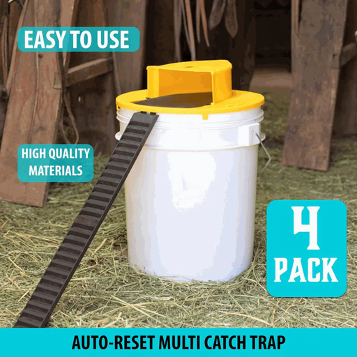 Bucket Mouse Trap, 4 Pack Flip Lid Mouse Traps for 5 Gallon Buckets, Reusable for Home, Garage & Barn