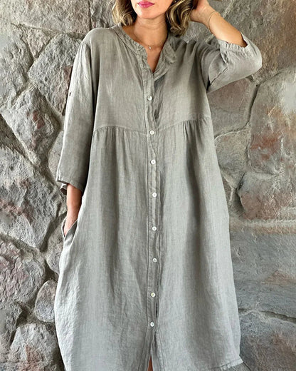 Linen Shirt Dress for Women, Lightweight Knee Length Summer Dress