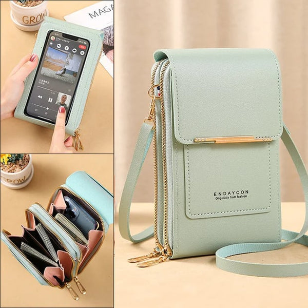 Crossbody Phone Bag, PU Leather Wallet Purse with Touchscreen Window & Anti-Theft Design