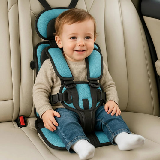 Portable Car Seat for Kids, Foldable Travel Booster with 5 Point Safety Harness
