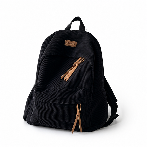 Corduroy Backpack, Large Capacity Minimalist Daypack in Soft Corduroy for Daily Use & Travel