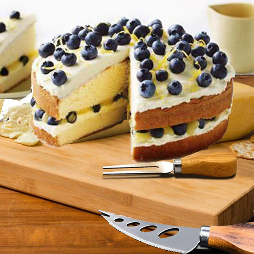 Cheese Knife Set, 6 Piece Stainless Steel with Acacia Wood Handles for Charcuterie Boards & Wine Nights