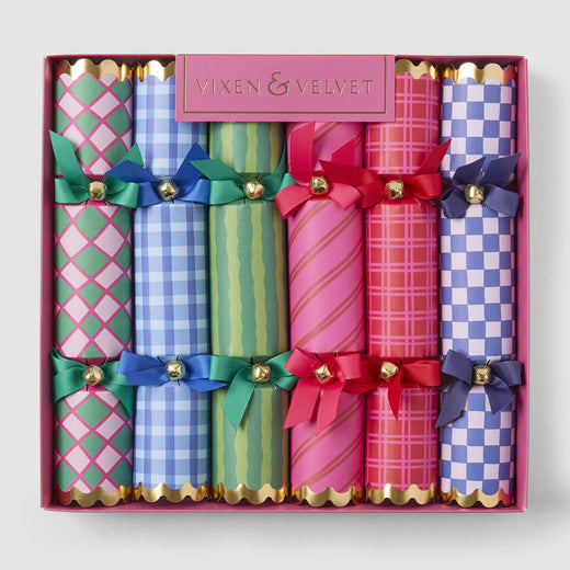 Christmas Crackers, Box of 6 Holiday Table Party Crackers for Festive Dinners