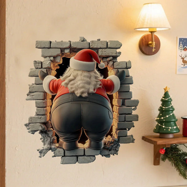 Christmas Wall Sticker, 3D Santa Claus Wall Decal for Walls, Windows & Doors