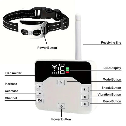 2-in-1 Wireless Dog Fence & Training Collar, Waterproof, Rechargeable