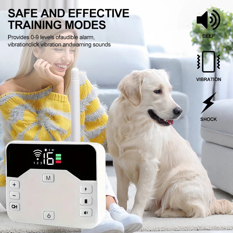 2-in-1 Wireless Dog Fence & Training Collar, Waterproof, Rechargeable