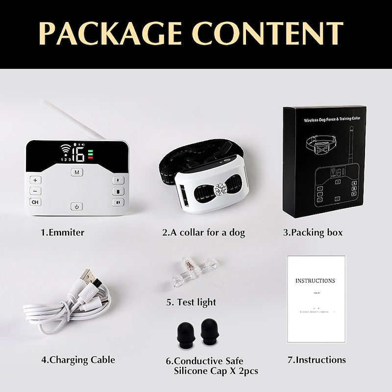 2-in-1 Wireless Dog Fence & Training Collar, Waterproof, Rechargeable