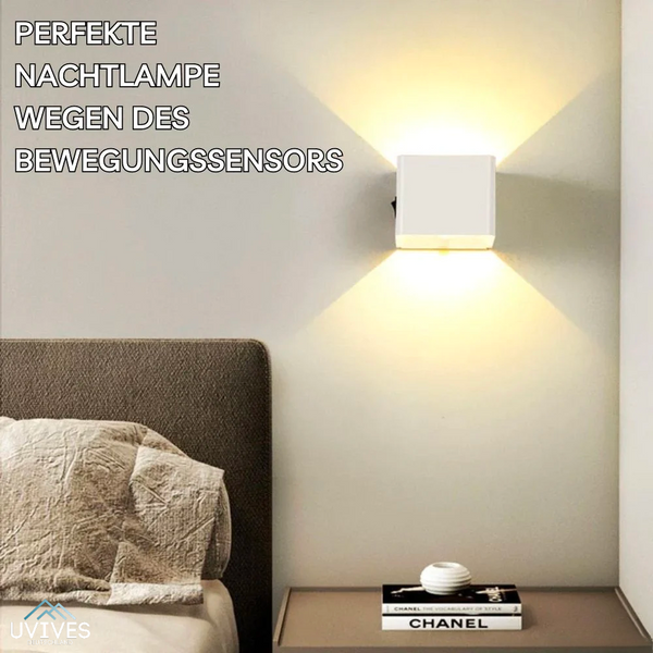 Rechargeable Wall Light, Cordless Cube LED Wall Lamp with Motion Sensor, No Wiring Needed