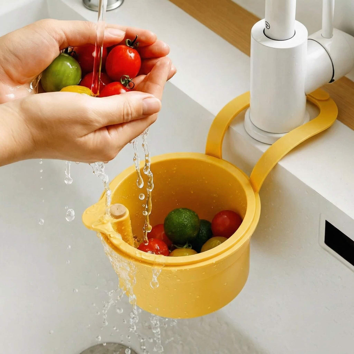 Hanging Dish Drainer with Two-Part Filter System
