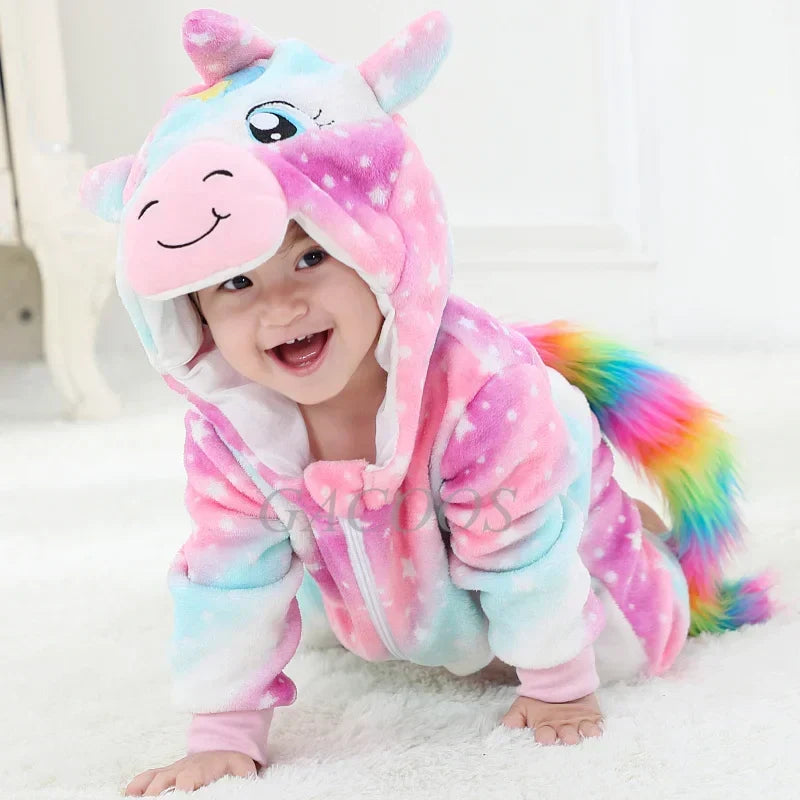 Baby Onesie, Cute Animal Hooded Baby Romper