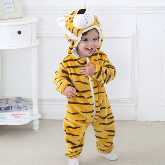 Baby Onesie, Cute Animal Hooded Baby Romper
