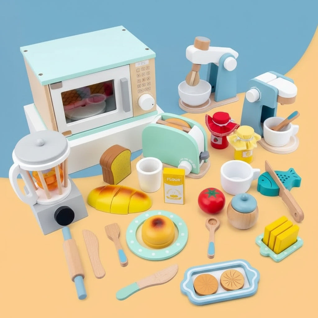 MiniChef Woodset Realistic Wooden Kitchen Set