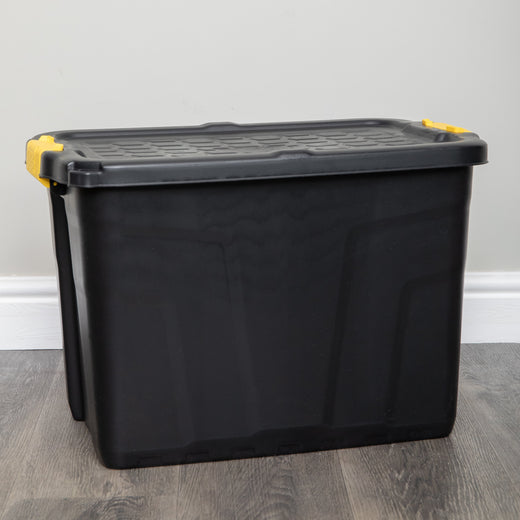 Heavy Duty Storage Bins with Lids, 60L Lockable Stackable Storage Tote