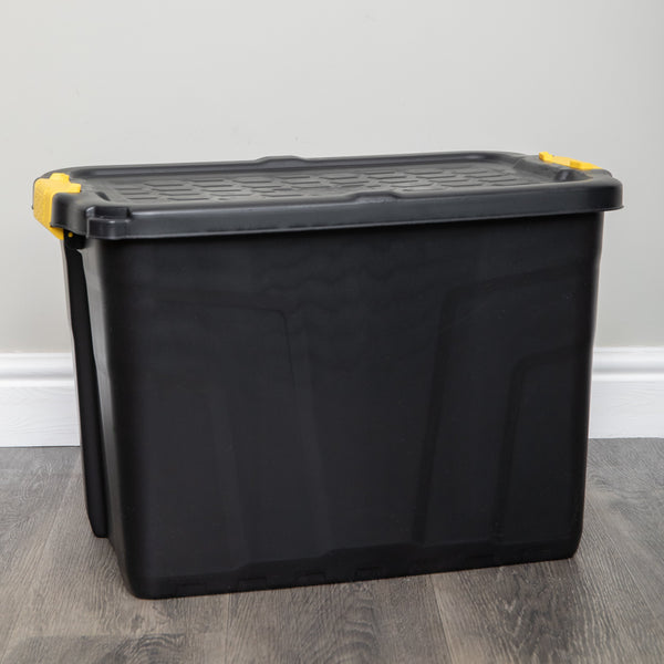Heavy Duty Storage Bins with Lids, 60L Lockable Stackable Storage Tote