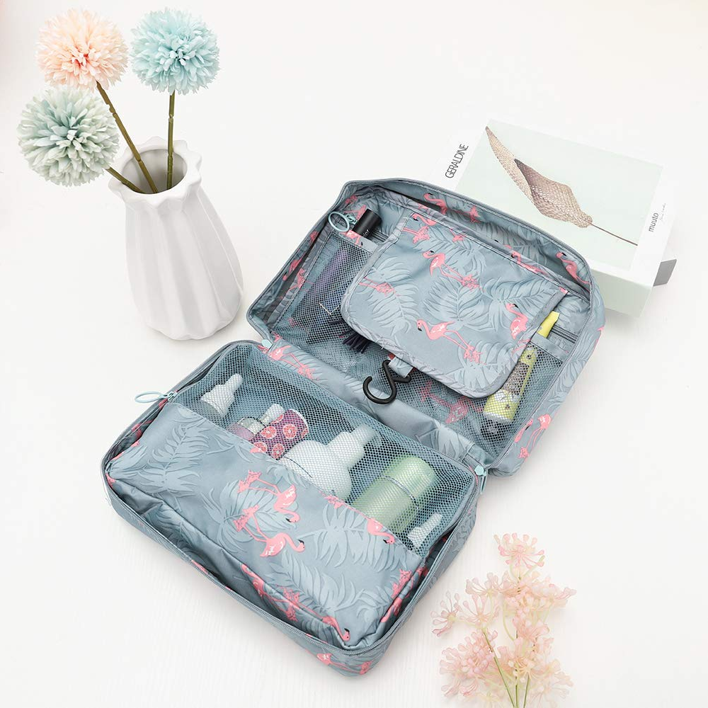 Travel Toiletry Bag, Water-Resistant Hanging Cosmetic Bag with Hook for Makeup & Toiletries