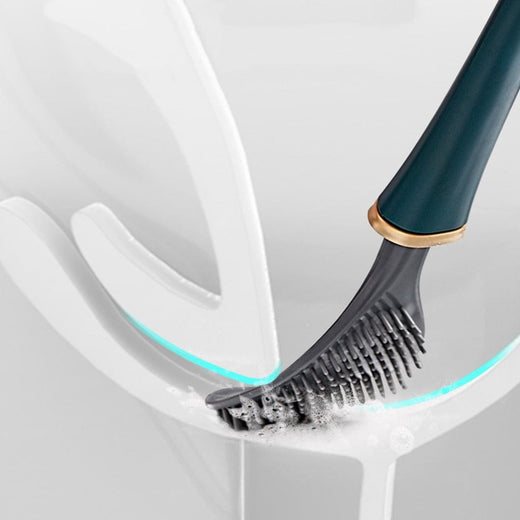 Silicone Toilet Brush, Flexible Toilet Bowl Brush with Flat Head & Quick Drying Silicone Tips