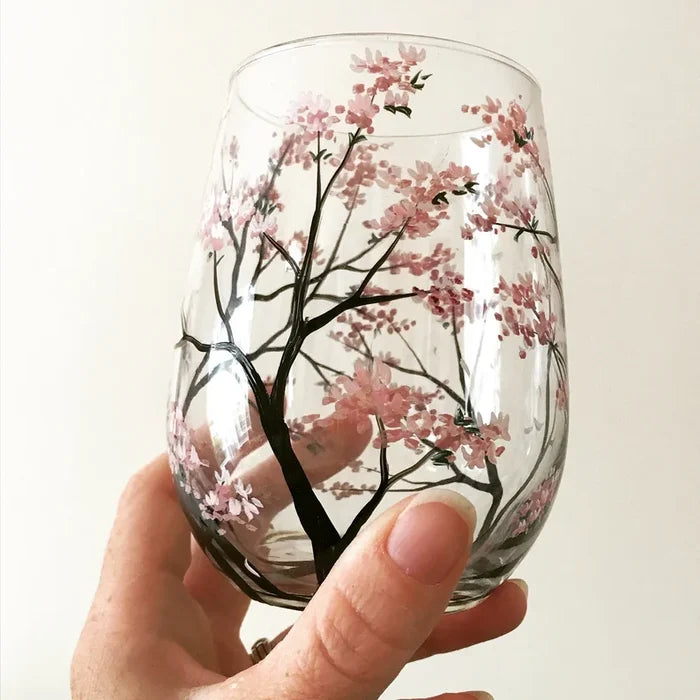 Hand-Painted Four Seasons Tree Wine Glasses