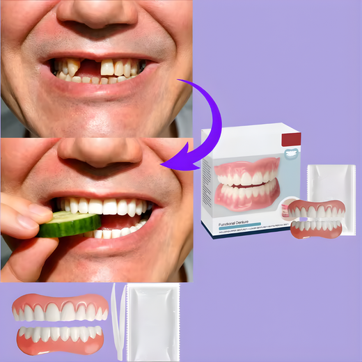 Dentures That Fit Over Existing Teeth, Snap On Cosmetic Upper & Lower Denture Set