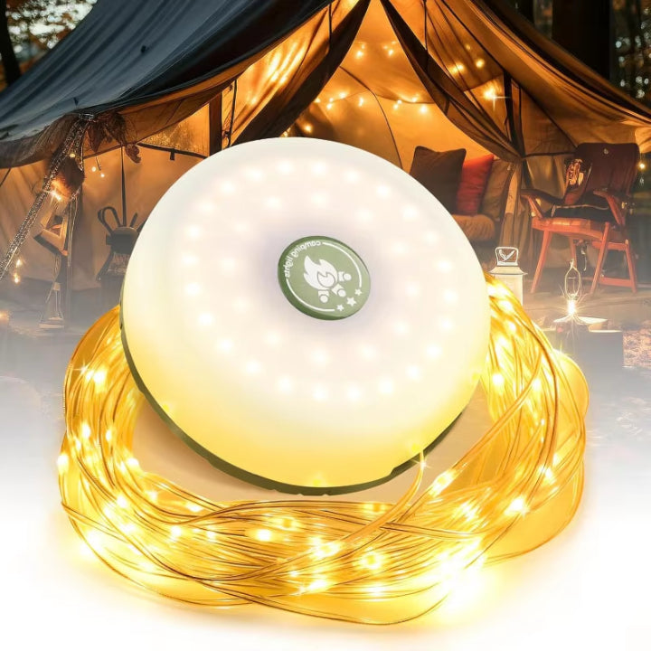 Camping Lantern with 10m RGB String Lights