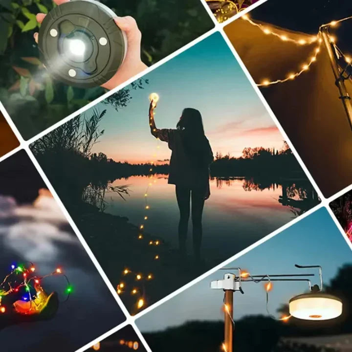 Camping Lantern with 10m RGB String Lights