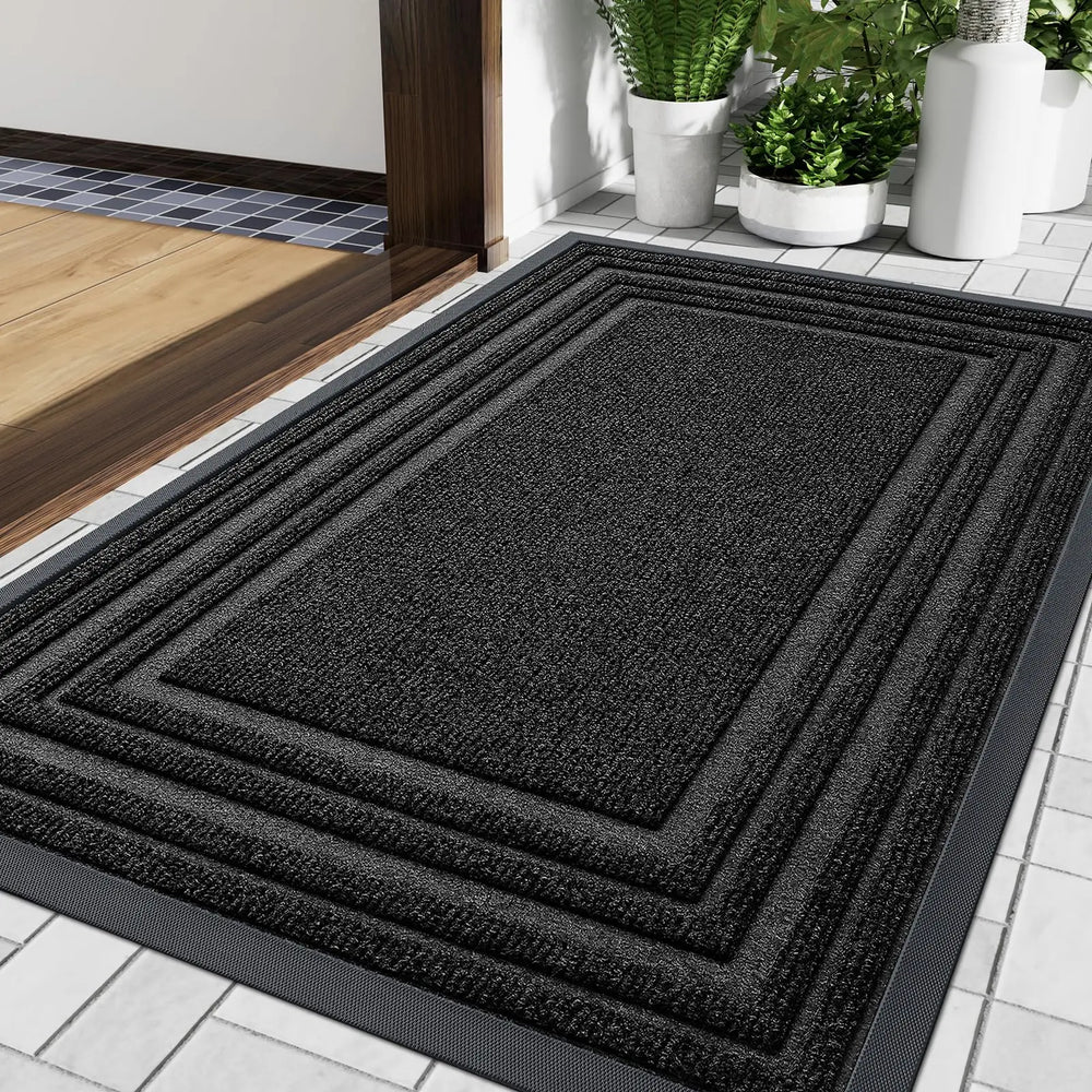 Rubber Door Mat, Heavy Duty Non-Slip Natural Rubber Entrance Mat for Indoor & Outdoor, Low Profile