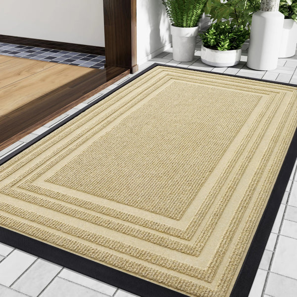 Rubber Door Mat, Heavy Duty Non-Slip Natural Rubber Entrance Mat for Indoor & Outdoor, Low Profile