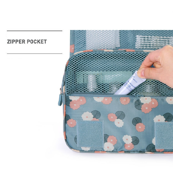 Travel Toiletry Bag, Water-Resistant Hanging Cosmetic Bag with Hook for Makeup & Toiletries