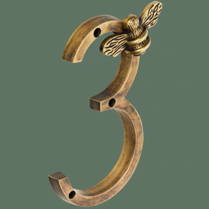 House Number Sign, Bee Design Address Numbers for Front Door, Garden Gate & Wall