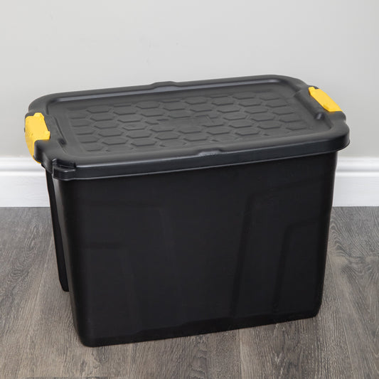 Heavy Duty Storage Bins with Lids, 60L Lockable Stackable Storage Tote