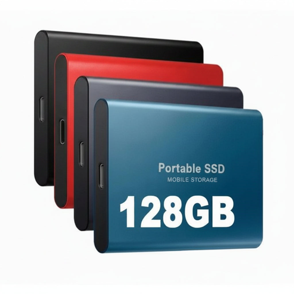 Portable SSD 128GB, High Speed Mobile External Storage for Phone & Laptop