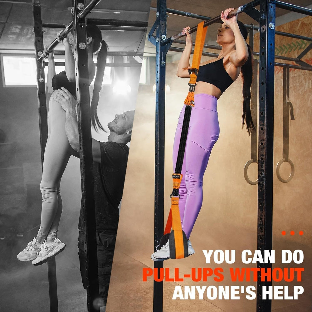 Pull Up Assist Band, Double Foot Resistance Band with Steel Hooks for Pull-Ups