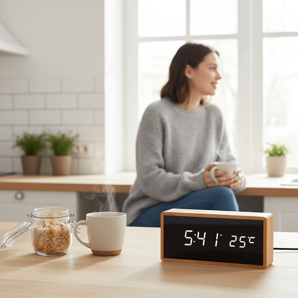 TIMBORA Minimalist LED Bamboo Alarm Clock