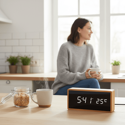 TIMBORA Minimalist LED Bamboo Alarm Clock
