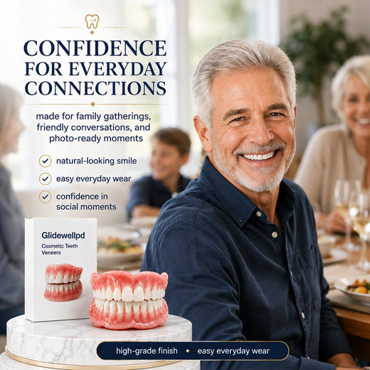 Fake Teeth Set, Snap On Upper & Lower Cosmetic False Teeth for a Natural-Looking Smile