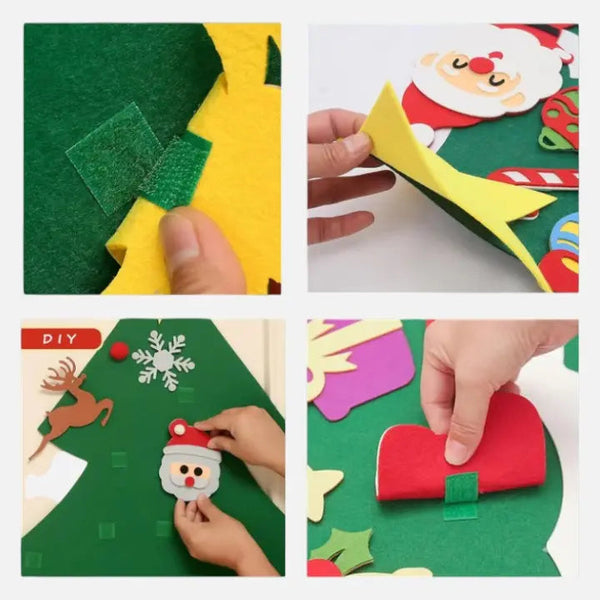 Felt Christmas Tree for Kids, 32 Removable Ornaments with LED String Light for Safe Decorating