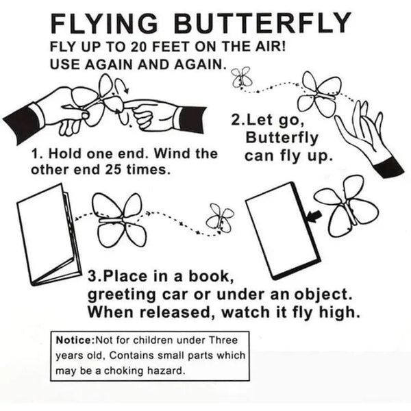 Flying Butterfly Surprise, 15 Pack Wind-Up Paper Butterflies for Cards, Books & Gift Boxes