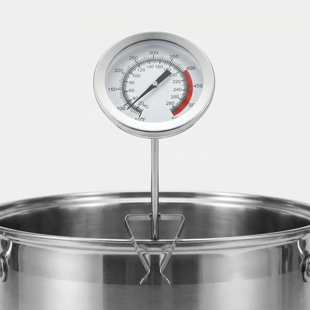 Frying Thermometer, Long Probe Analog Dial Deep Fry Thermometer with Adjustable Pan Clamp